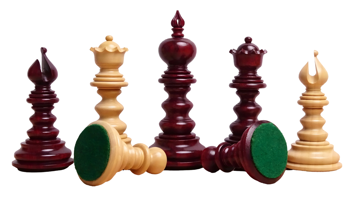 Handmade Wooden Chessmen in Exotic Padauk and Boxwood, Triple Weighted for Stability, 4.2-inch King - Chessetup Store