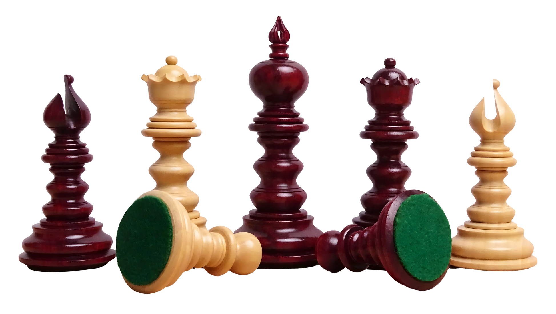 Handmade Wooden Chessmen in Exotic Padauk and Boxwood, Triple Weighted for Stability, 4.2-inch King - Chessetup Store