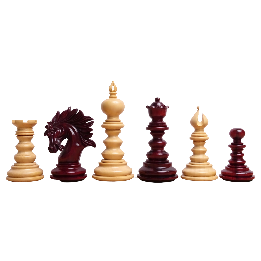 The 4.2" Zeus Series Luxury Chess Pieces Triple Weighted in Padauk Wood & Boxwood