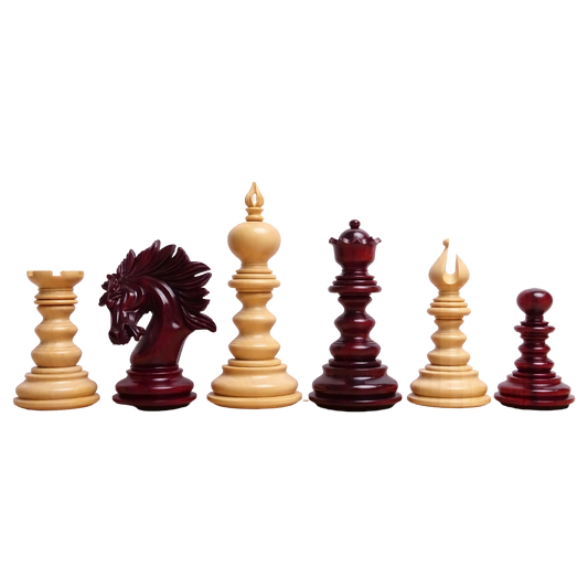 The 4.2" Zeus Series Luxury Chess Pieces Triple Weighted in Padauk Wood & Boxwood