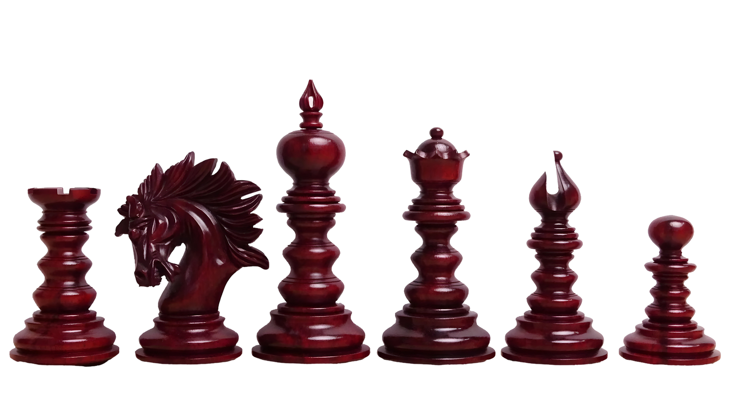 Luxury Staunton Chess Pieces in Padauk and Indian Boxwood, Handcrafted Triple Weighted 4.2-inch King Chess Set - Chessetup Store