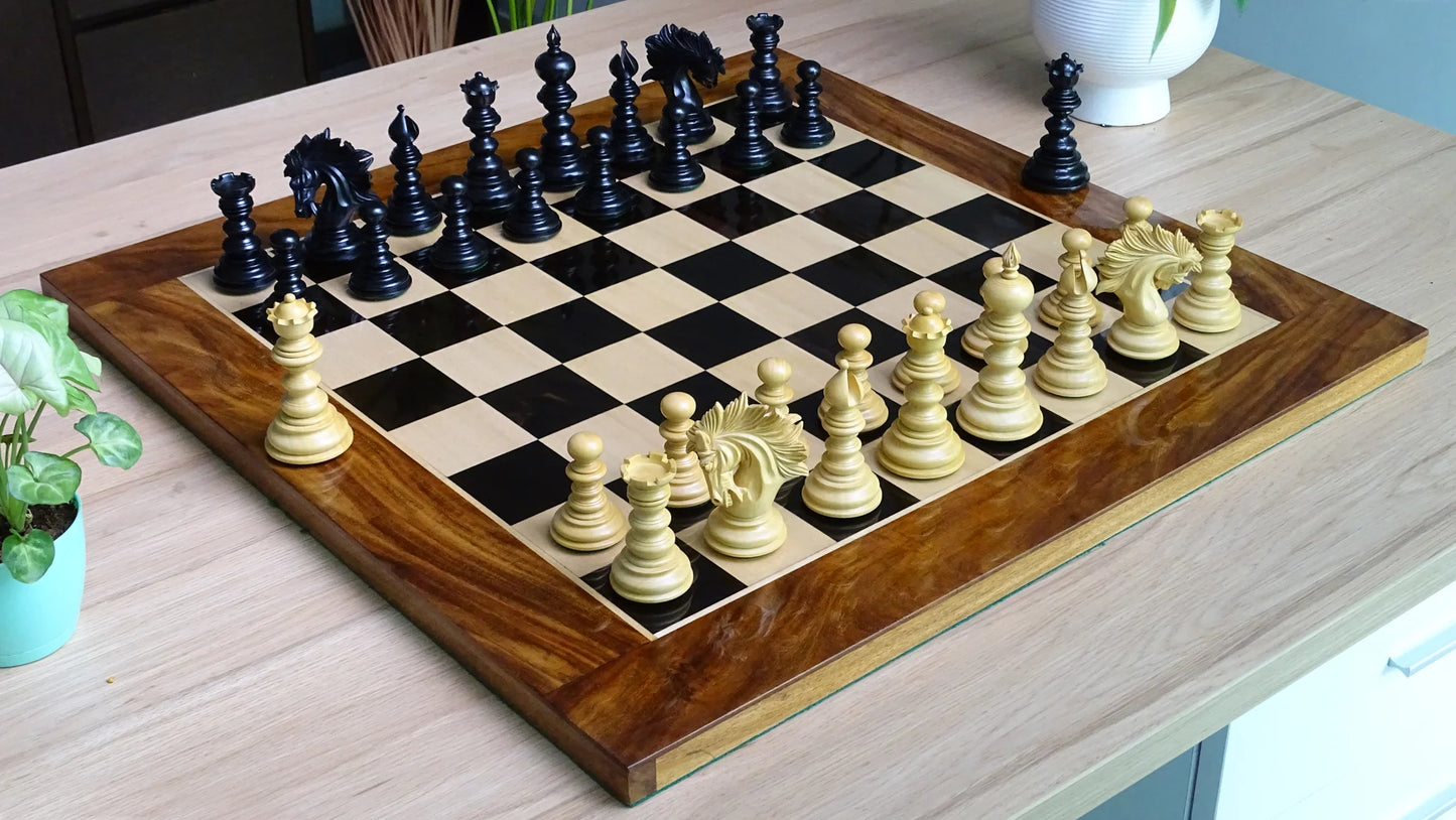 The Zeus Series 4.2" Luxury Chess Pieces Triple Weighted in Ebony Wood and Boxwood