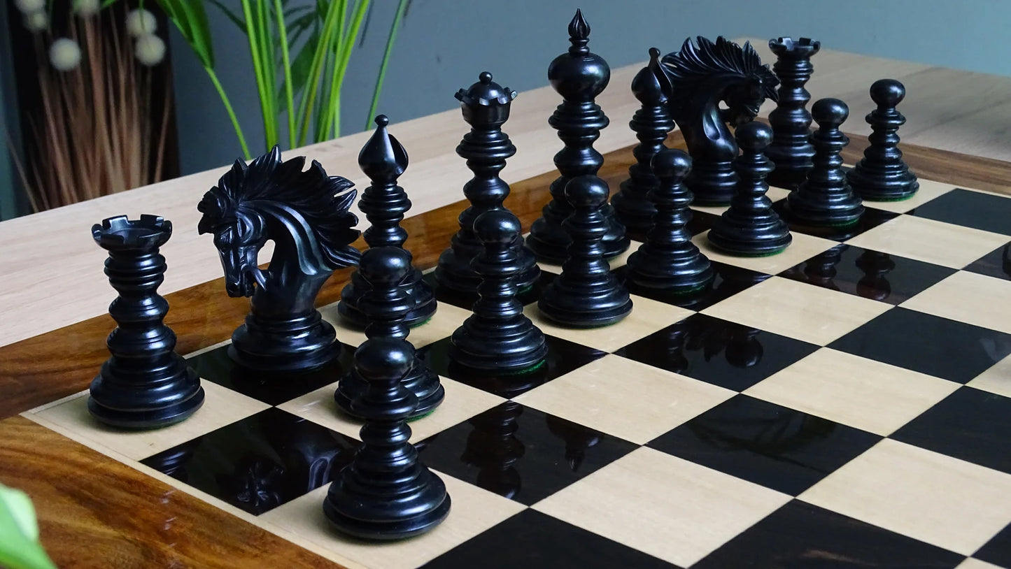 The Zeus Series 4.2" Luxury Chess Pieces Triple Weighted in Ebony Wood and Boxwood