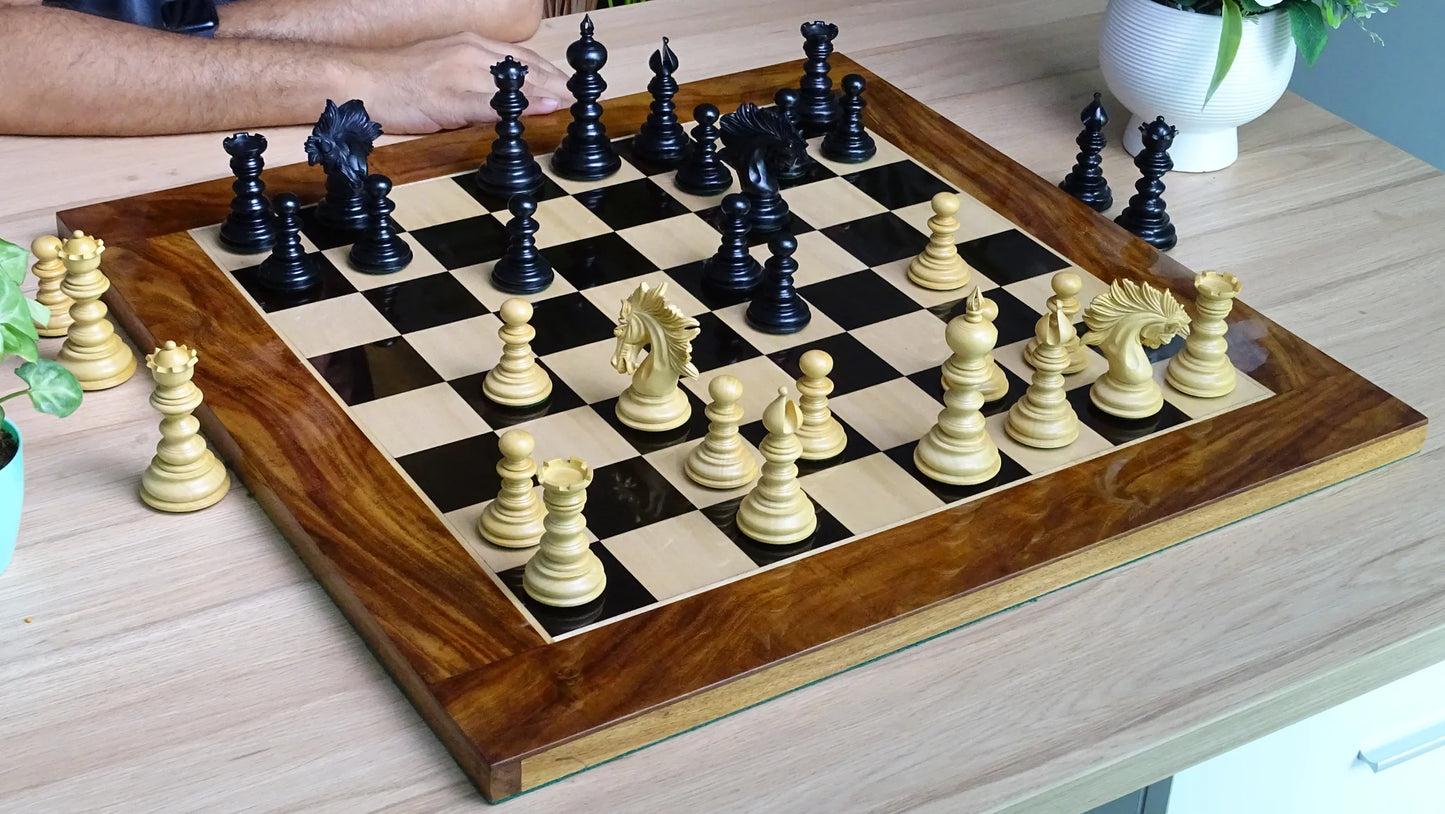 The Zeus Series 4.2" Luxury Chess Pieces Triple Weighted in Ebony Wood and Boxwood