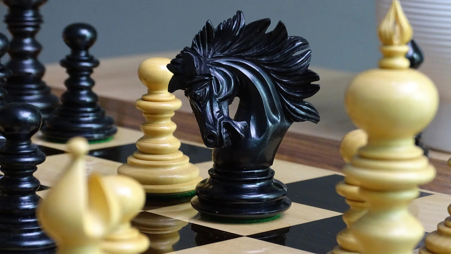 The Zeus Series 4.2" Luxury Chess Pieces Triple Weighted in Ebony Wood and Boxwood