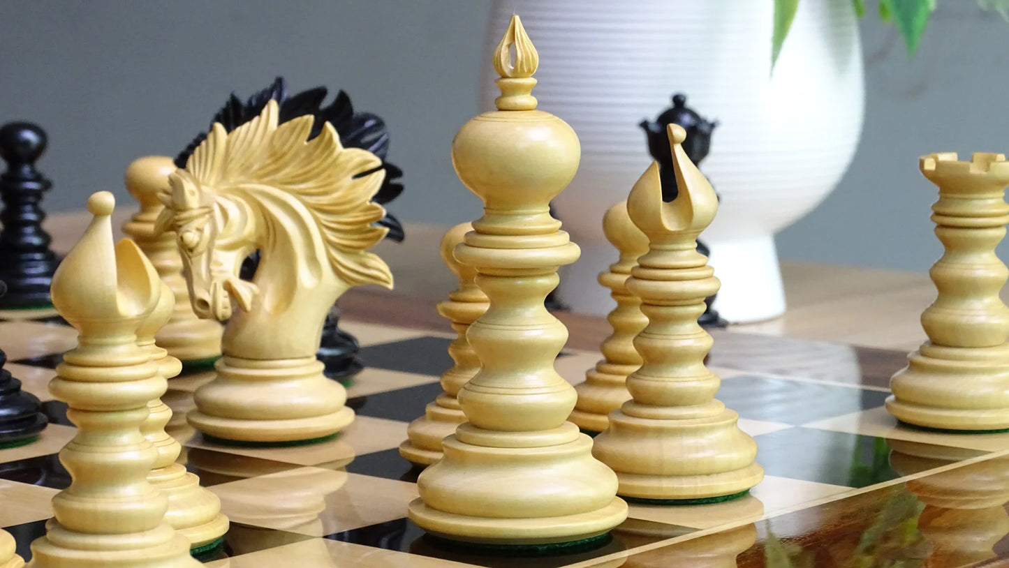 The Zeus Series 4.2" Luxury Chess Pieces Triple Weighted in Ebony Wood and Boxwood