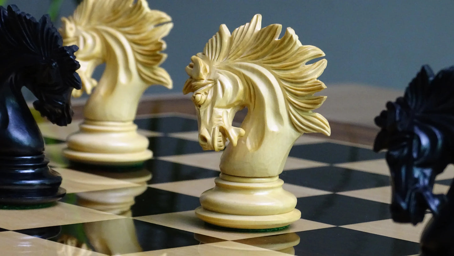 The Zeus Series 4.2" Luxury Chess Pieces Triple Weighted in Ebony Wood and Boxwood