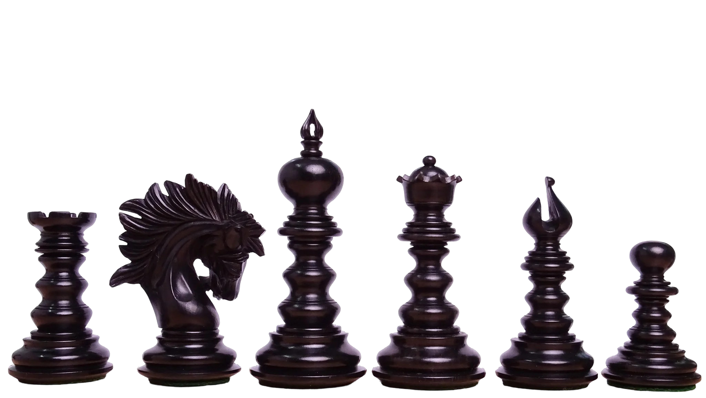 The Zeus Series 4.2" Luxury Chess Pieces Triple Weighted in Ebony Wood and Boxwood