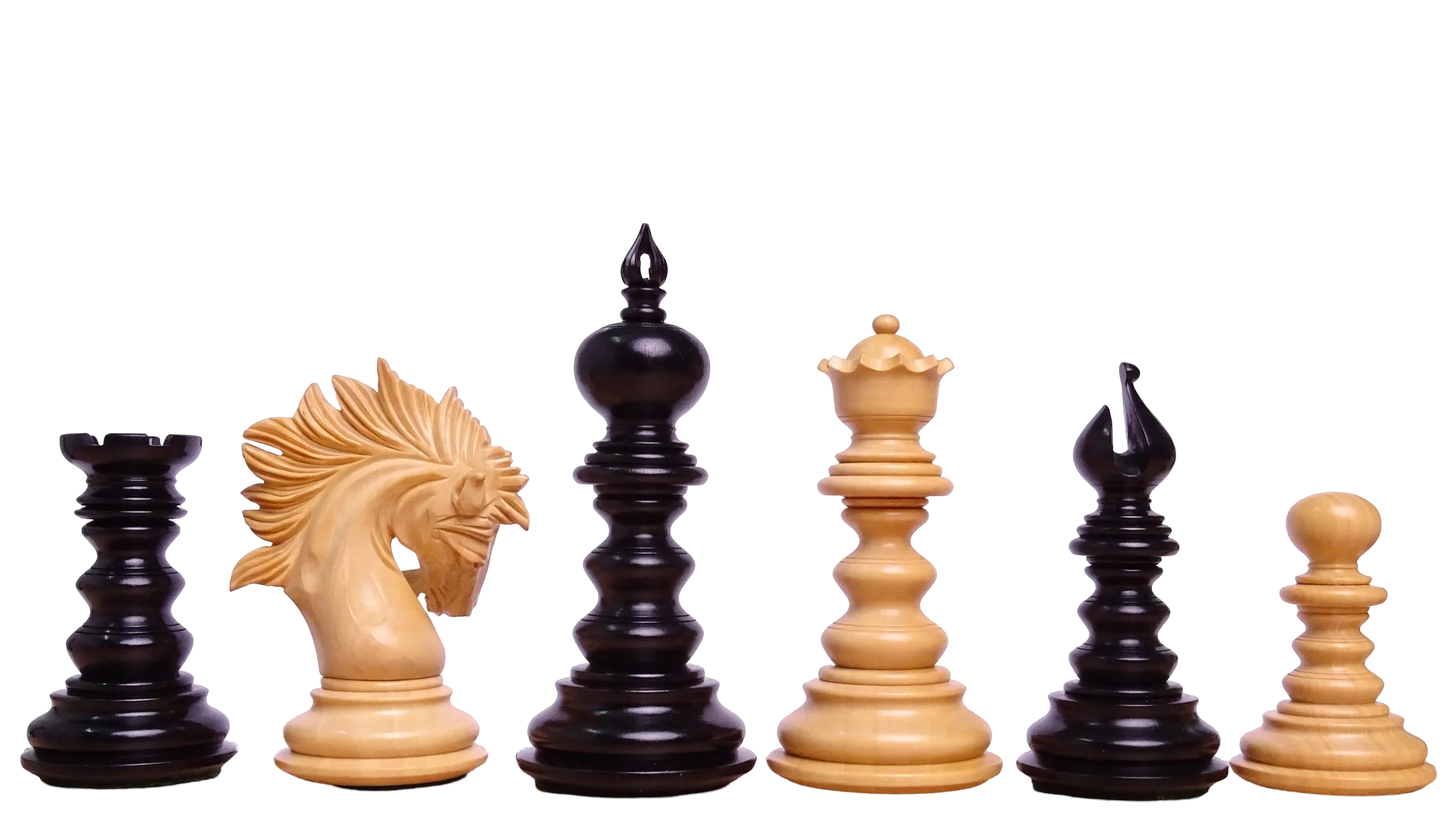 The Zeus Series 4.2" Luxury Chess Pieces Triple Weighted in Ebony Wood and Boxwood