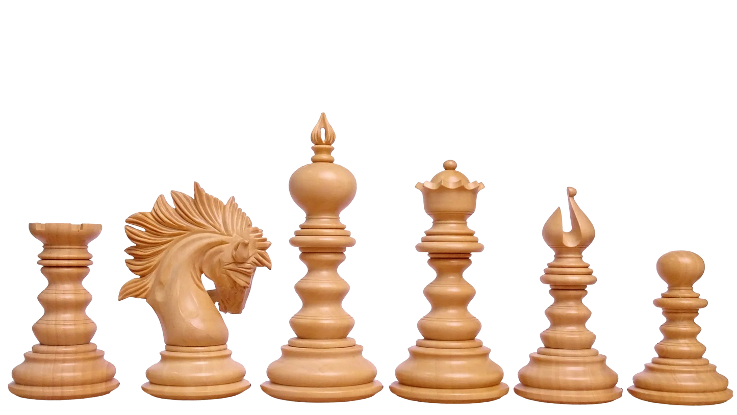 The Zeus Series 4.2" Luxury Chess Pieces Triple Weighted in Ebony Wood and Boxwood