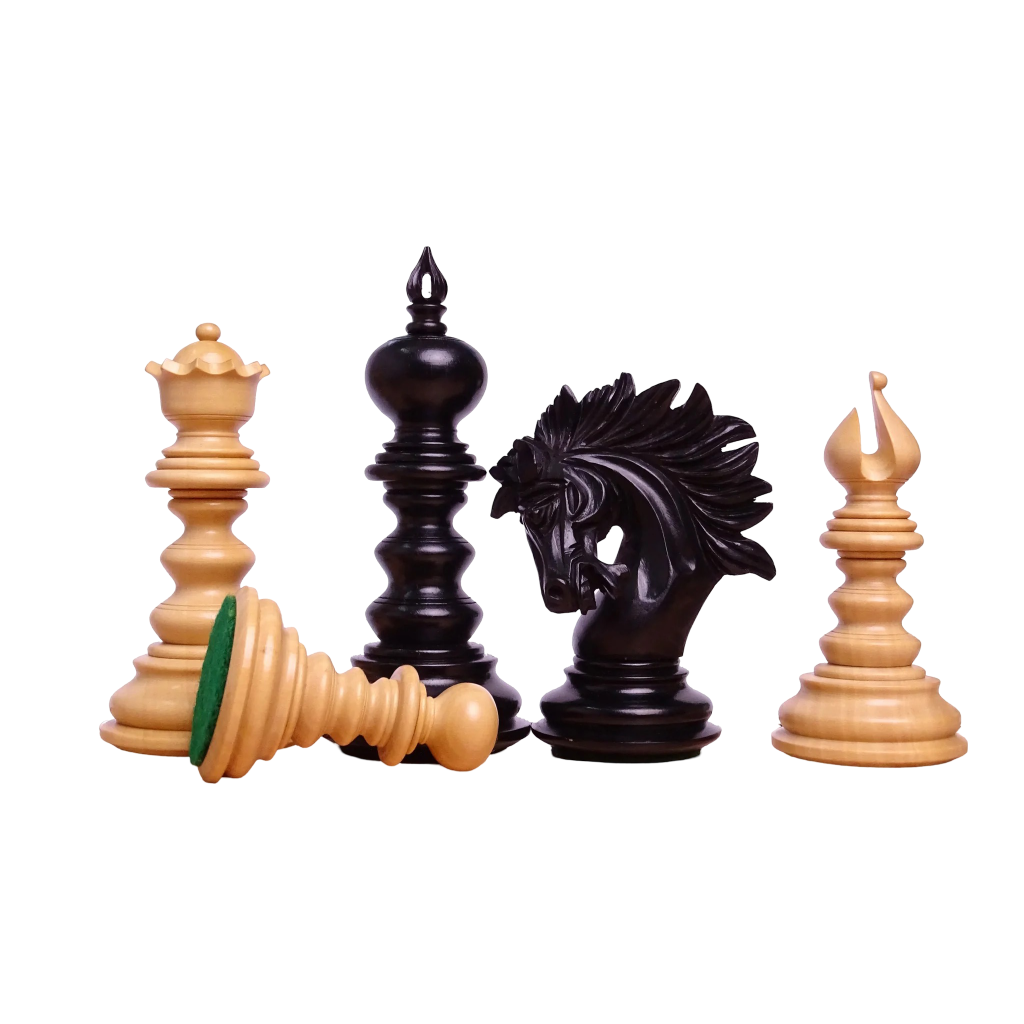 The Zeus Series 4.2" Luxury Chess Pieces Triple Weighted in Ebony Wood and Boxwood