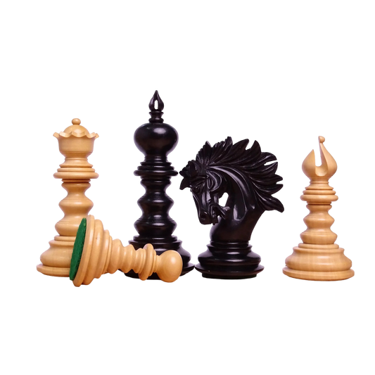 The Zeus Series 4.2" Luxury Chess Pieces Triple Weighted in Ebony Wood and Boxwood