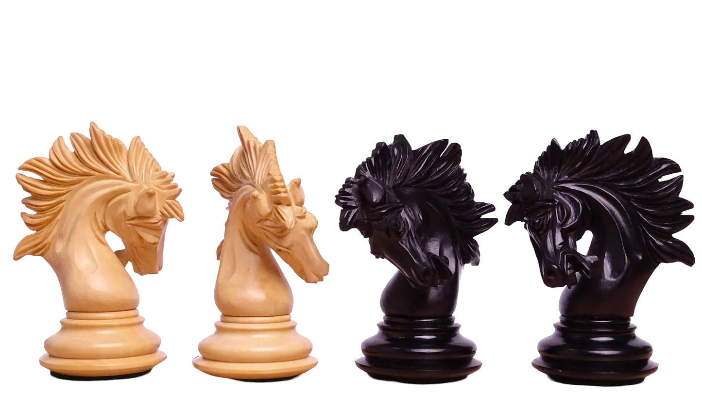 The Zeus Series 4.2" Luxury Chess Pieces Triple Weighted in Ebony Wood and Boxwood