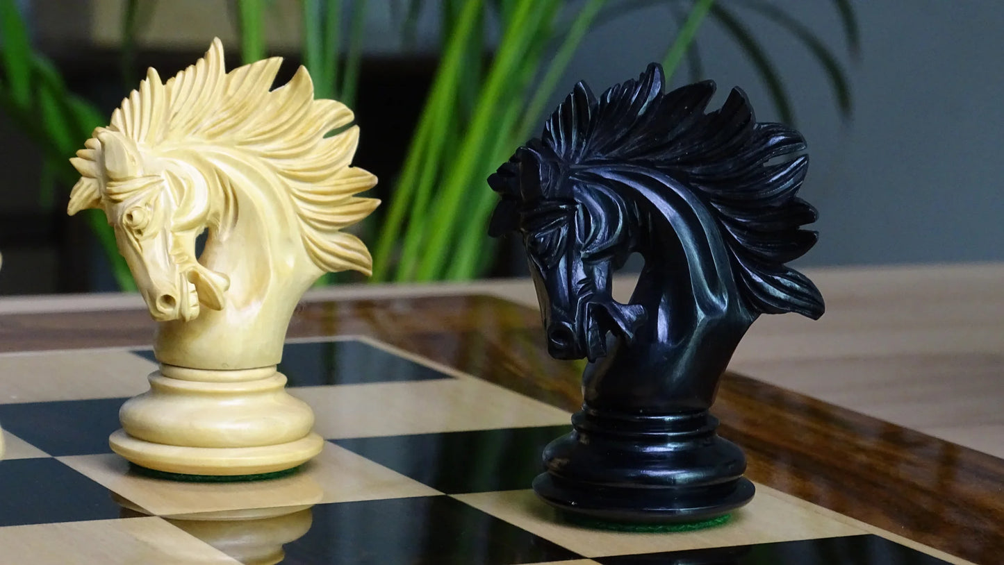 The Zeus Series 4.2" Luxury Chess Pieces Triple Weighted in Ebony Wood and Boxwood