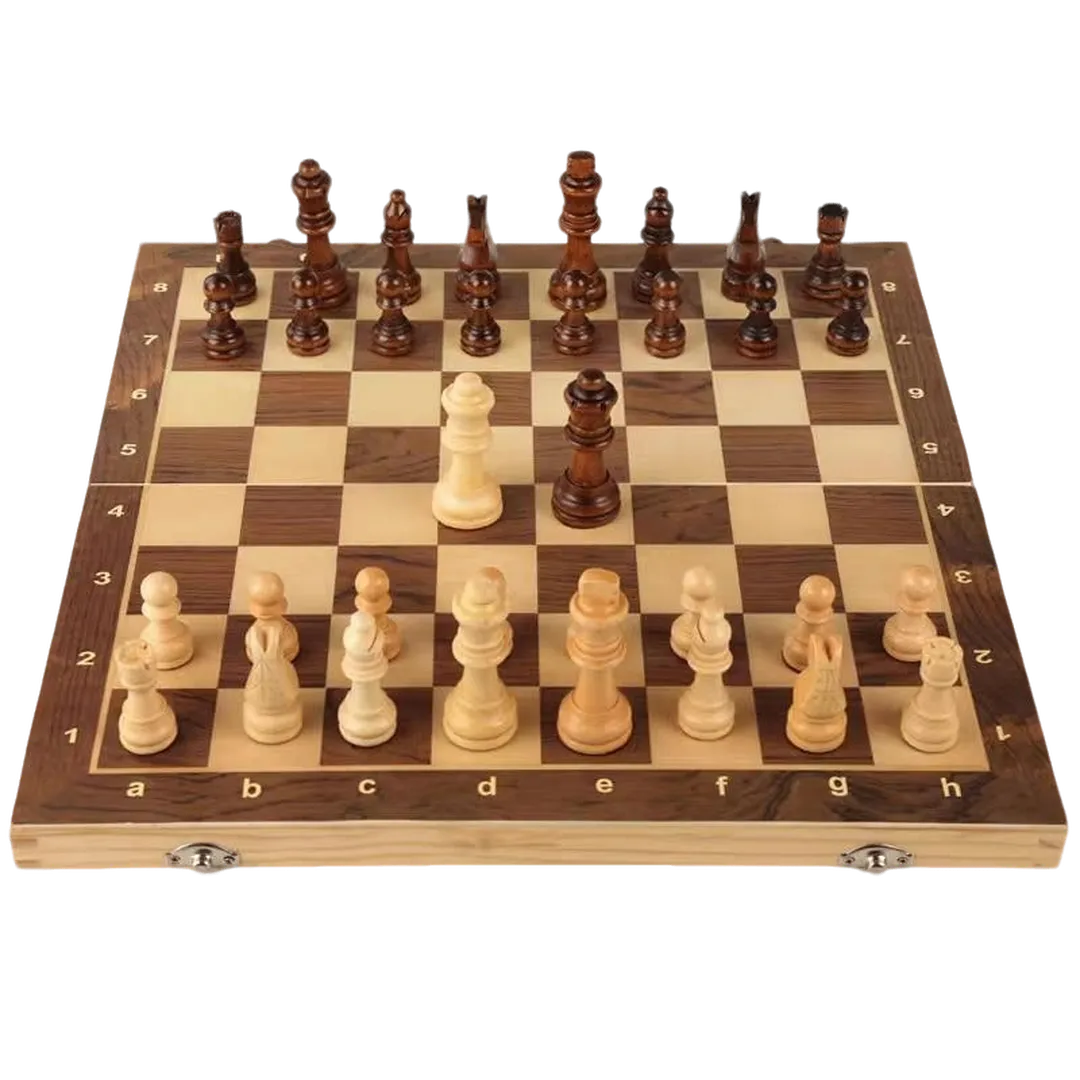 16" Folding Wooden Chess Set - The Silver Knight | Chessetup Store – A beautifully handcrafted wooden chessboard with premium Staunton chess pieces.