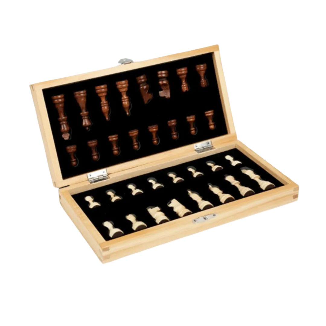 Classic Wooden Chess Set - 16" Folding Board With The Silver Knight Chess Pieces | Chessetup Store – Perfect for collectors and casual players.