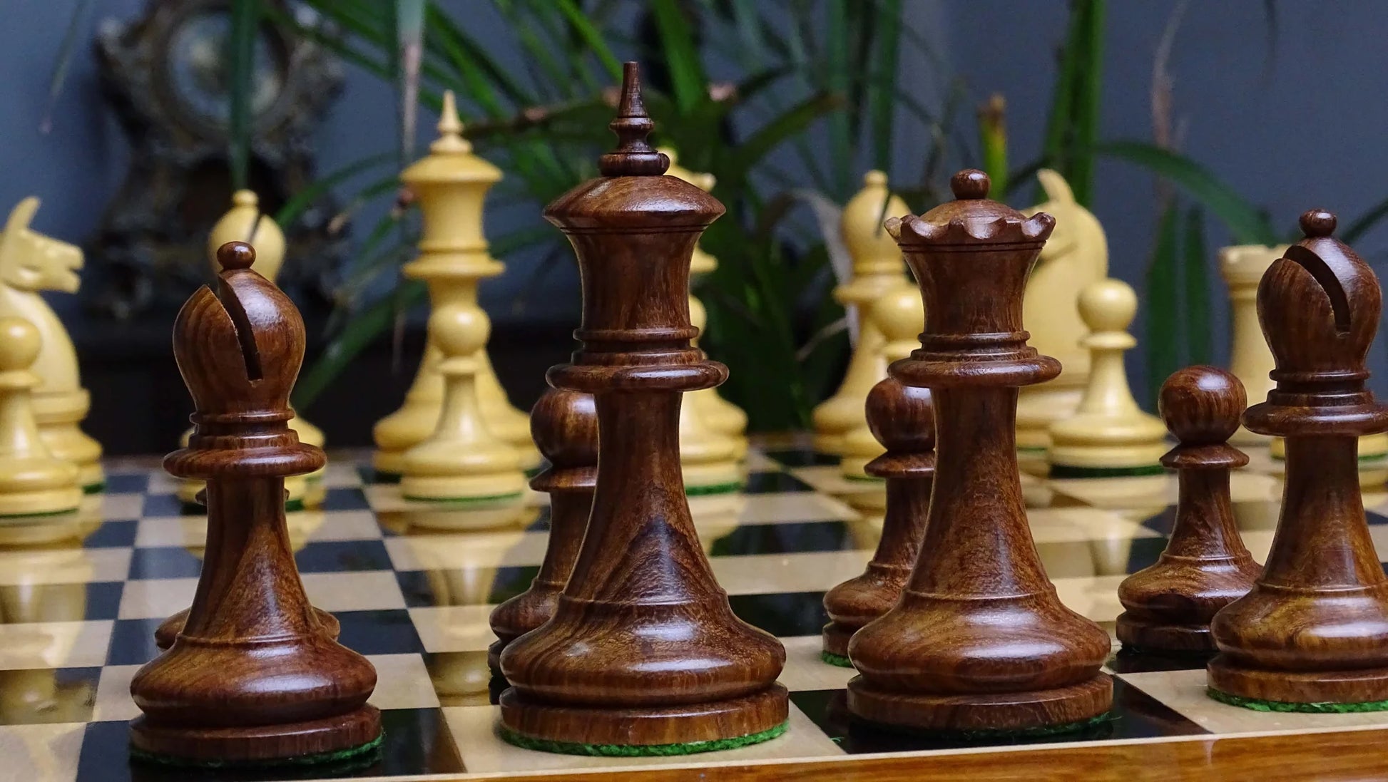 3.8 Inch King Chess Pieces in Sheesham & Boxwood - High-End Tournament Chessmen - Chessetup Store