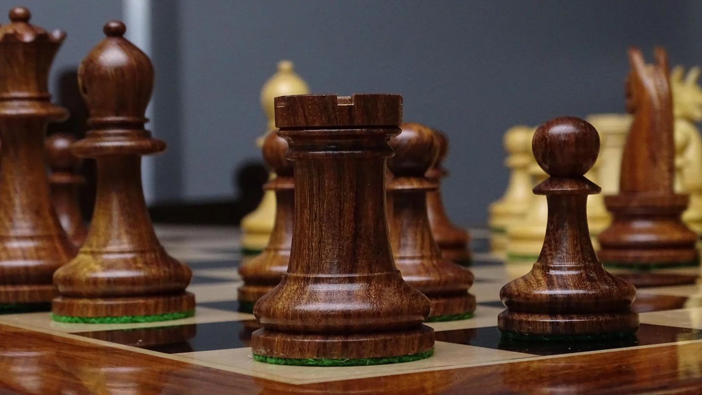 Historic Chess Set Reproduction - 1904 Tournament Staunton Chess Pieces in Sheesham & Boxwood - Chessetup Store