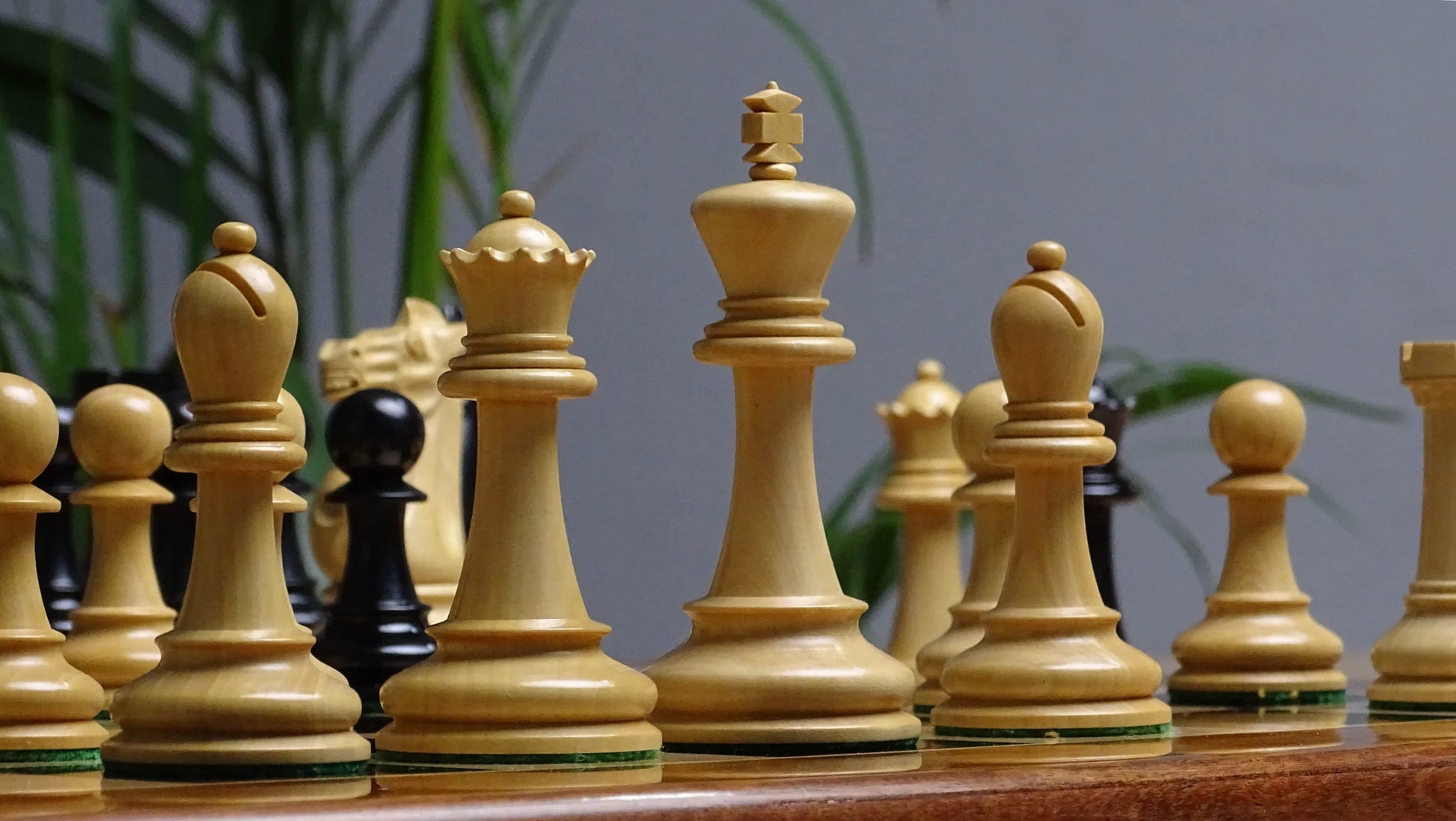 Classic Staunton Chessmen from 1966 Chess Olympiad - Elegant Ebonized Wood Chess Pieces with Weighted Base - Chessetup Store