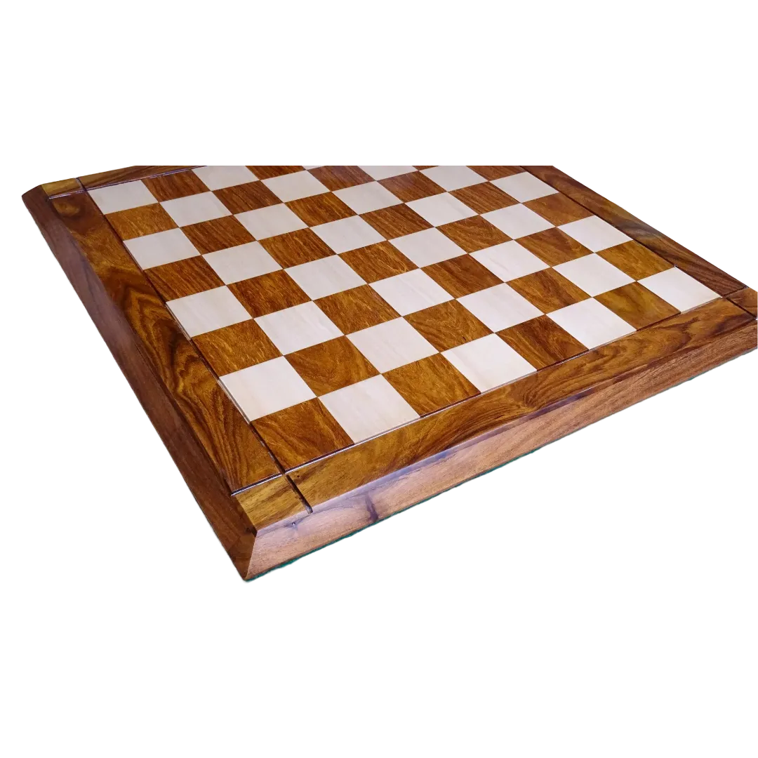 17" Solid Wood Chess Board - Sheesham & Maple with 48mm Square Size | Chessetup Store – A top-tier chessboard offering a smooth playing surface and rich wood tones.