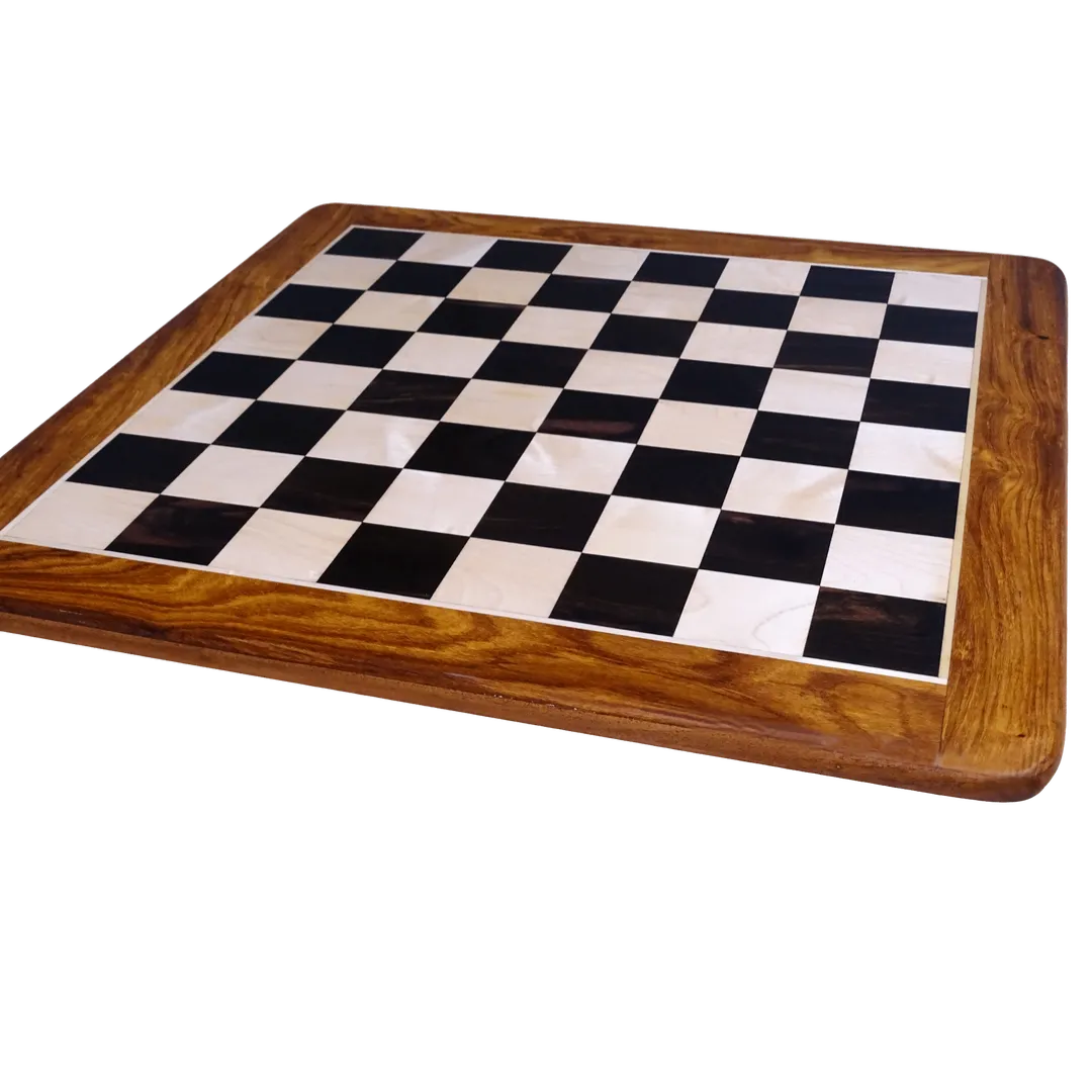 Best 17-Inch Ebony & Maple Chess Board - Solid Wood with 48mm Squares | Chessetup Store – A tournament-ready chessboard with a refined and polished surface.