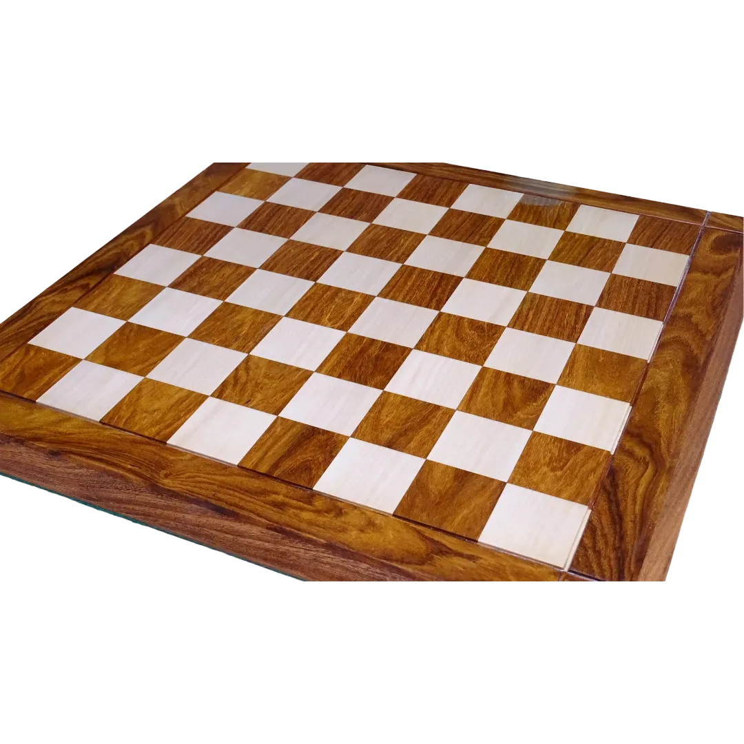 Premium 17" Wooden Chess Board - Sheesham & Maple Solid Wood, 48mm Squares | Chessetup Store – A stunning chessboard crafted for competitive and luxury chess play.