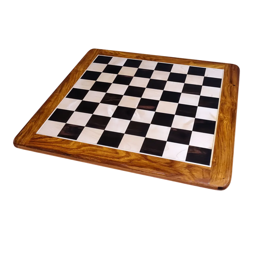 Luxury 17-Inch Wooden Chess Board - Ebony & Maple Wood with 48mm Squares | Chessetup Store – A premium-quality solid wood chessboard with an elegant finish.