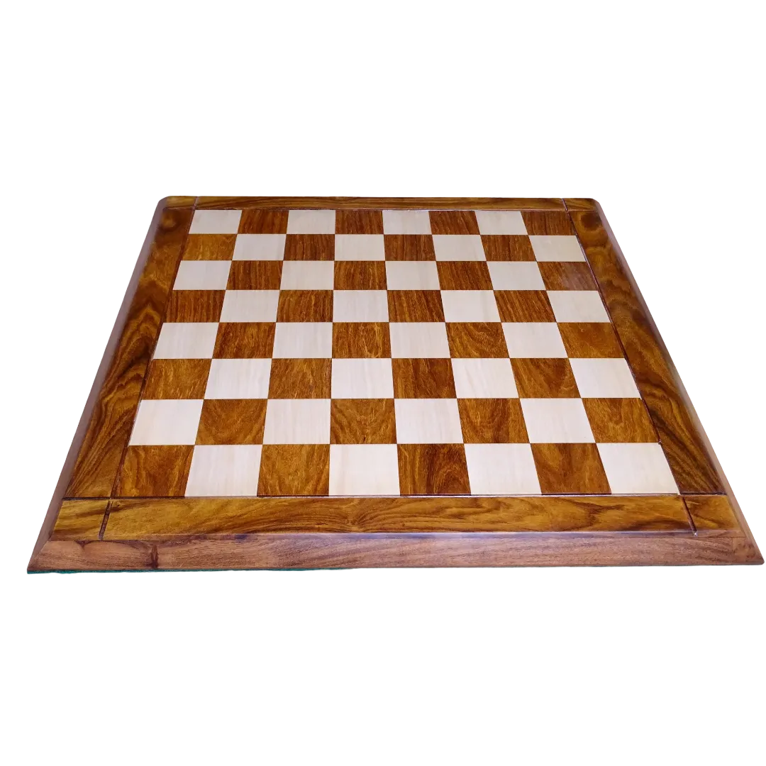 Luxury 17-Inch Wooden Chess Board - Sheesham & Maple Wood with 48mm Squares | Chessetup Store – A high-quality chessboard offering durability and elegance.