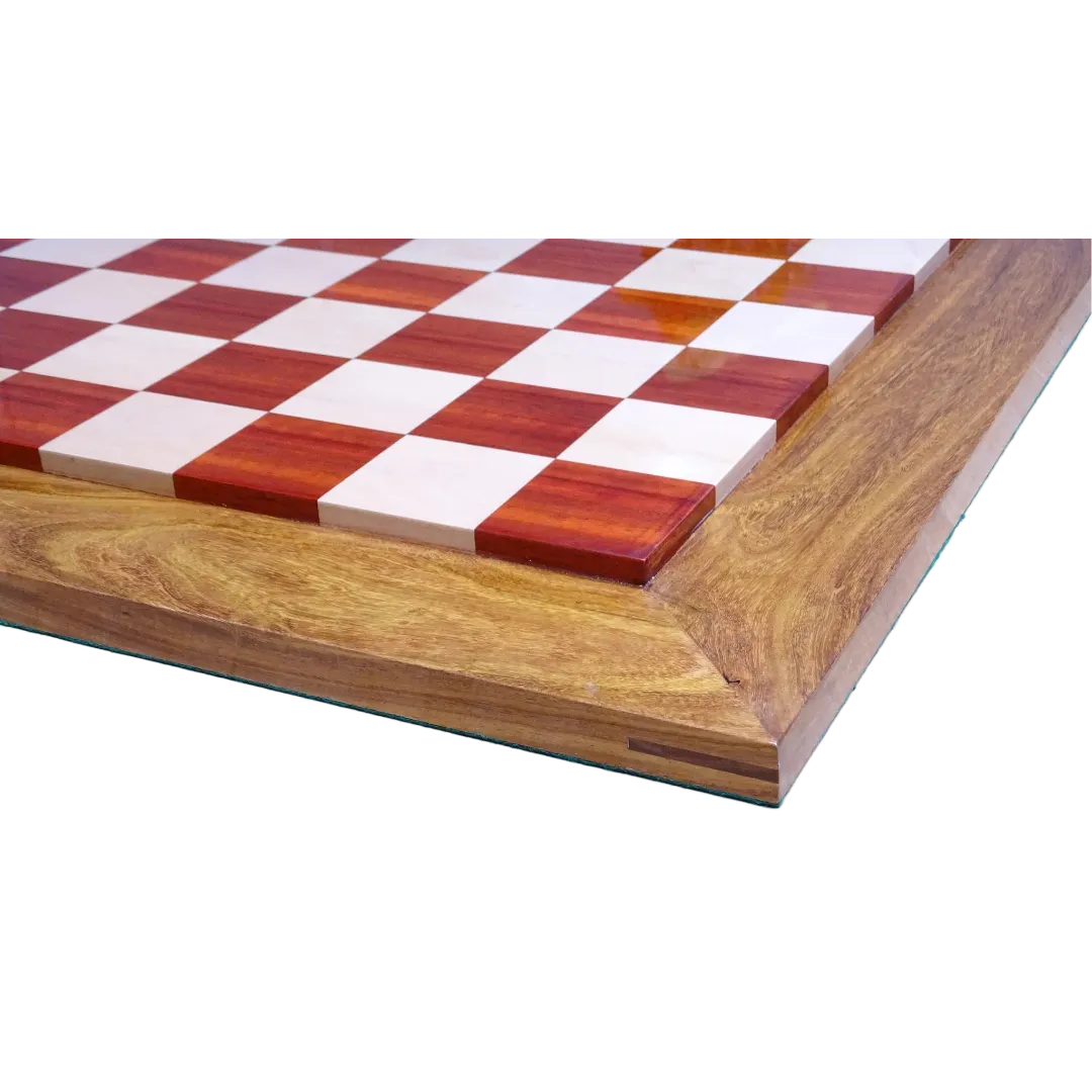 Premium 23-Inch Wooden Chess Board - African Padauk & Maple with 57mm Squares | Chessetup Store – A beautifully crafted solid wood chessboard for serious players.