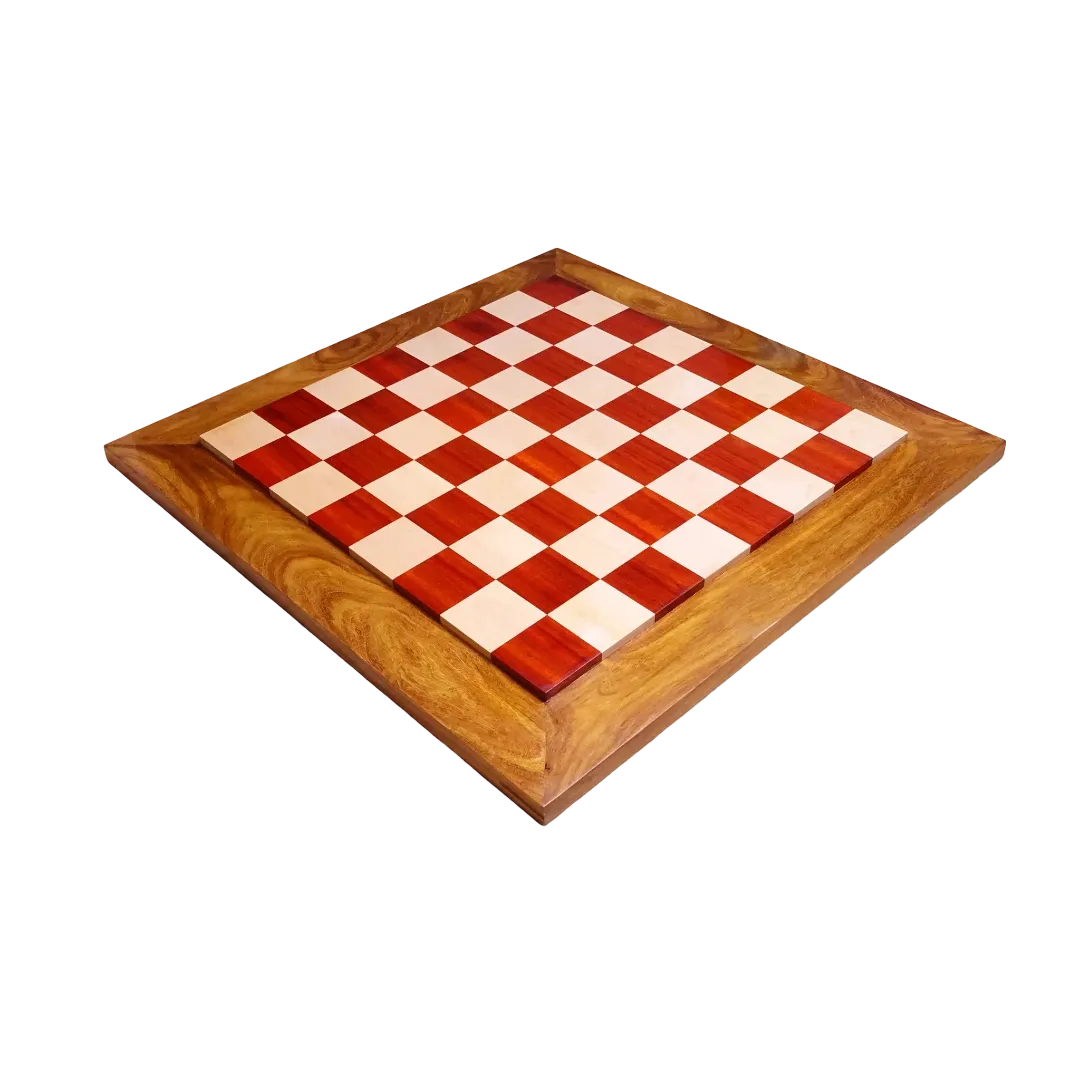 23-Inch Handcrafted Chess Board in African Padauk & Maple Wood - 57mm Squares | Chessetup Store – A luxury chessboard designed for professional and tournament play.