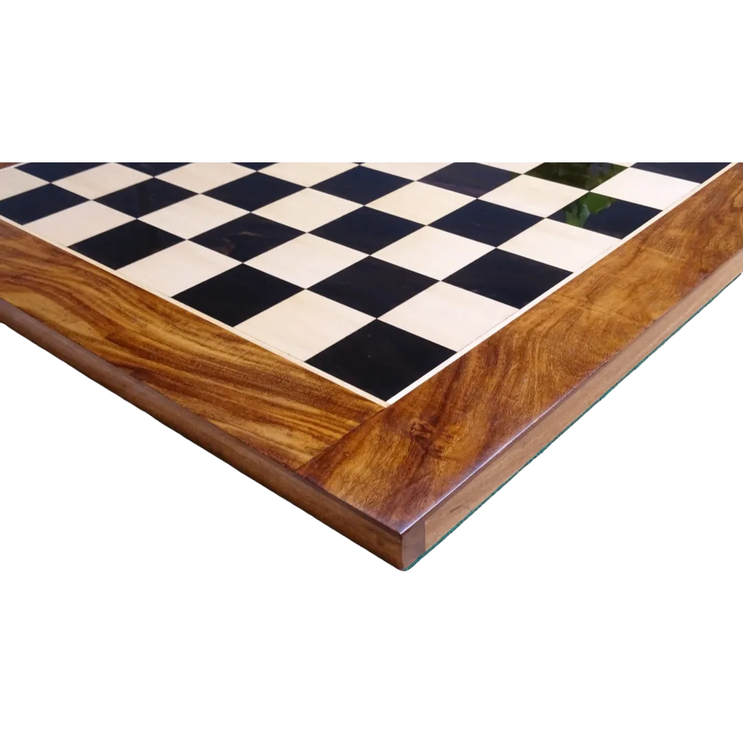 Best 21-Inch Square Wooden Chess Board - Ebony & Maple with Sheesham Border | Chessetup Store – A premium chessboard ideal for enthusiasts and serious players.