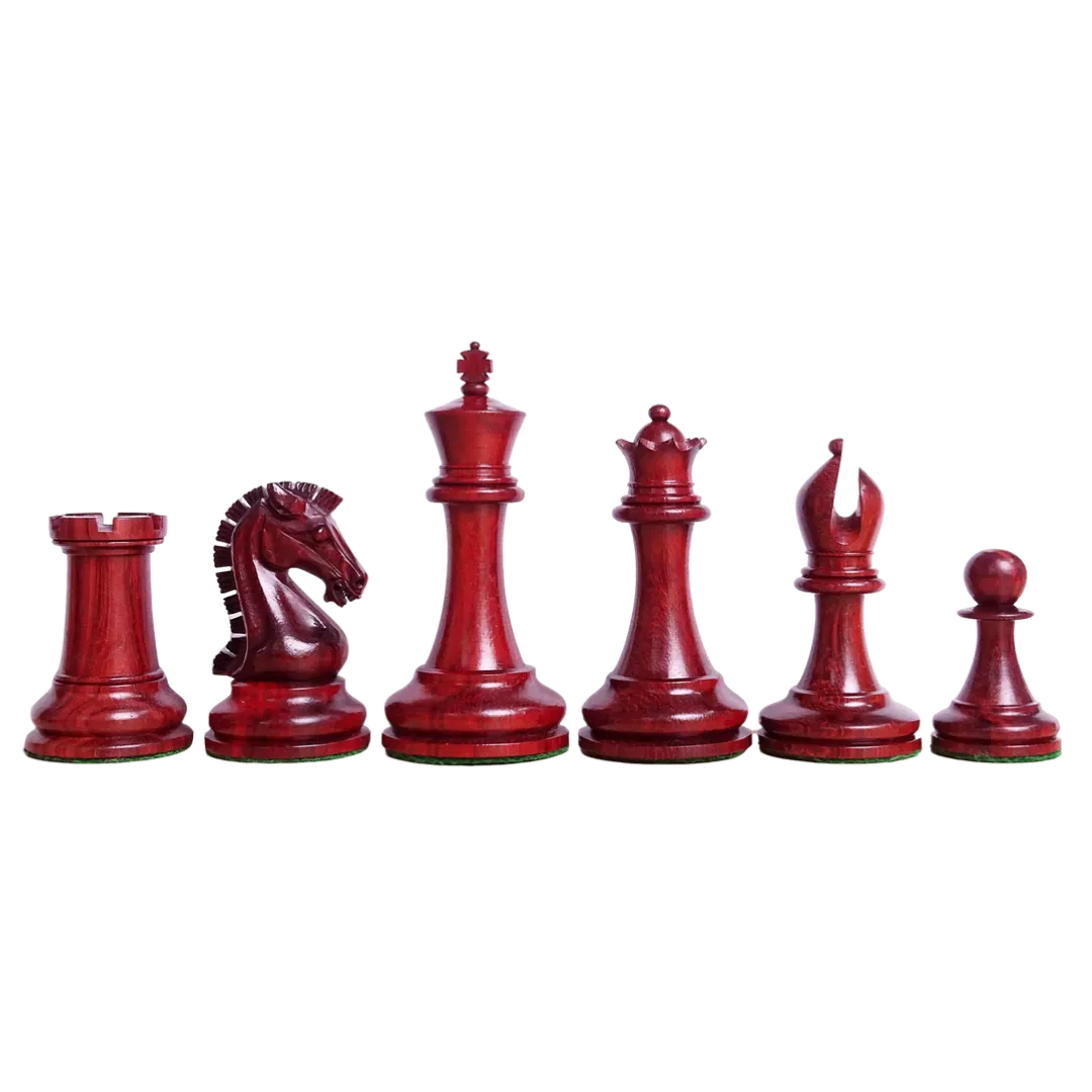 Triple Weighted 2017 Sinquefield Cup Chess Pieces in Padauk & Boxwood - 3.75" King - Premium edition available at Chessetup.