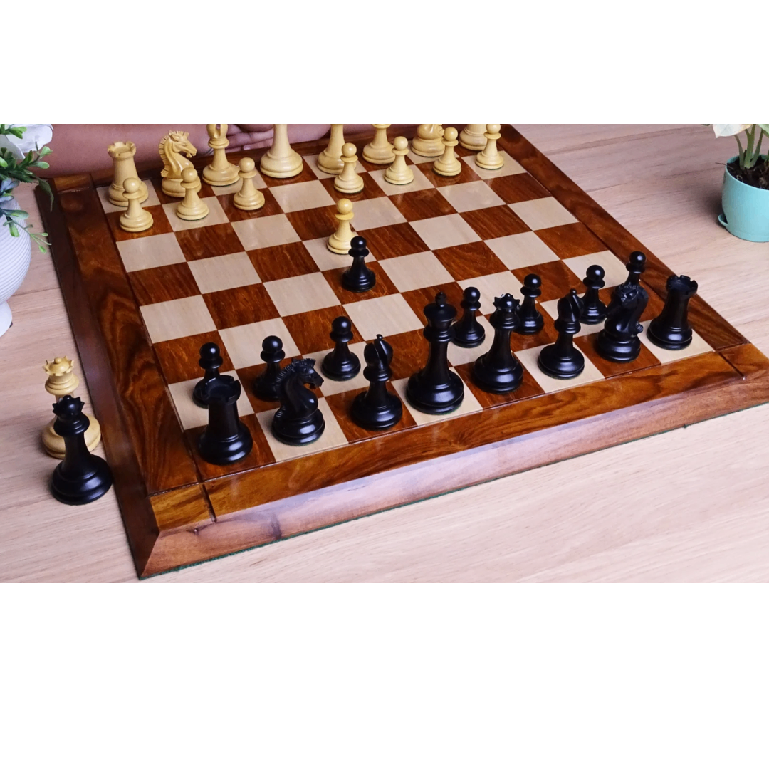 Luxury Staunton Chess Pieces Set - 3.75" Ebony & Boxwood, Tournament Edition - Exclusive collection at Chessetup.