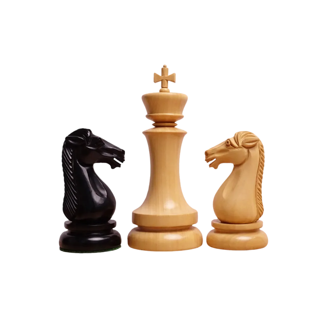 Ebony Wood Staunton Chess Pieces - 4.5-inch King, Triple Weighted for Stability - High-end craftsmanship at Chessetup.