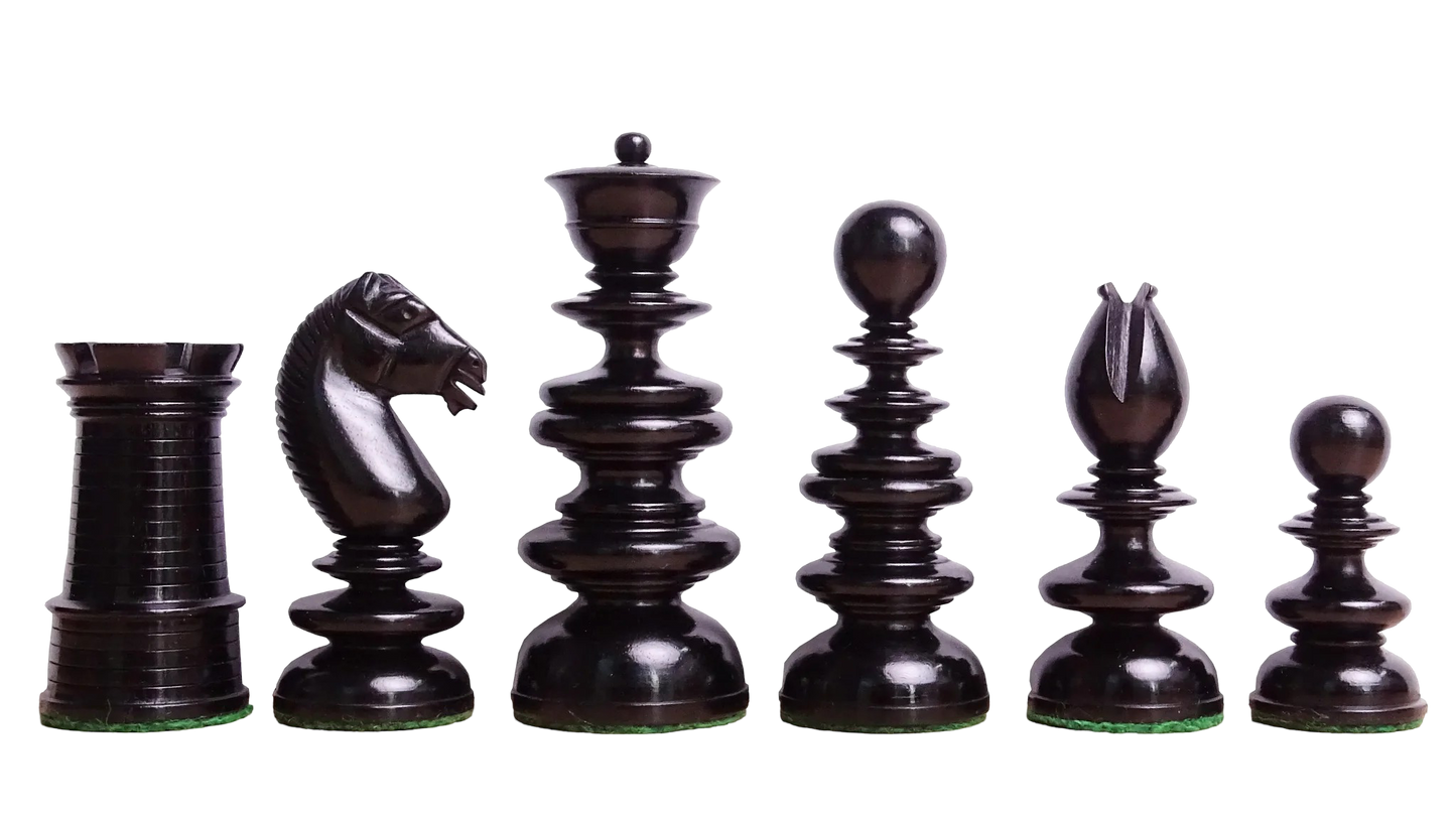 Handcrafted 3.3 Inch Calvert Chessmen - Pre-Staunton English Design in Ebony & Antiqued Boxwood - Chessetup Store