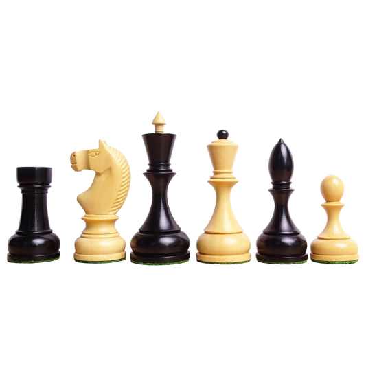 Circa 1930s "Leningrad Schoolboy" 4.2 inch King Soviet Chess Pieces in Ebonized & Boxwood