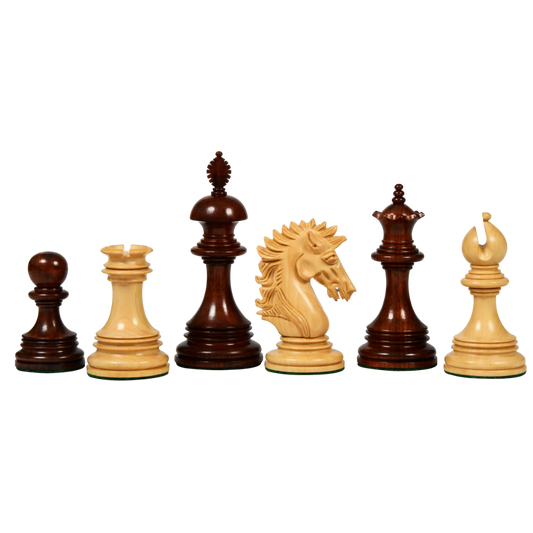 4.4" King Indian-American Edition Chess Pieces in Rosewood & Boxwood | Chessetup Store – A luxury handcrafted Staunton set.