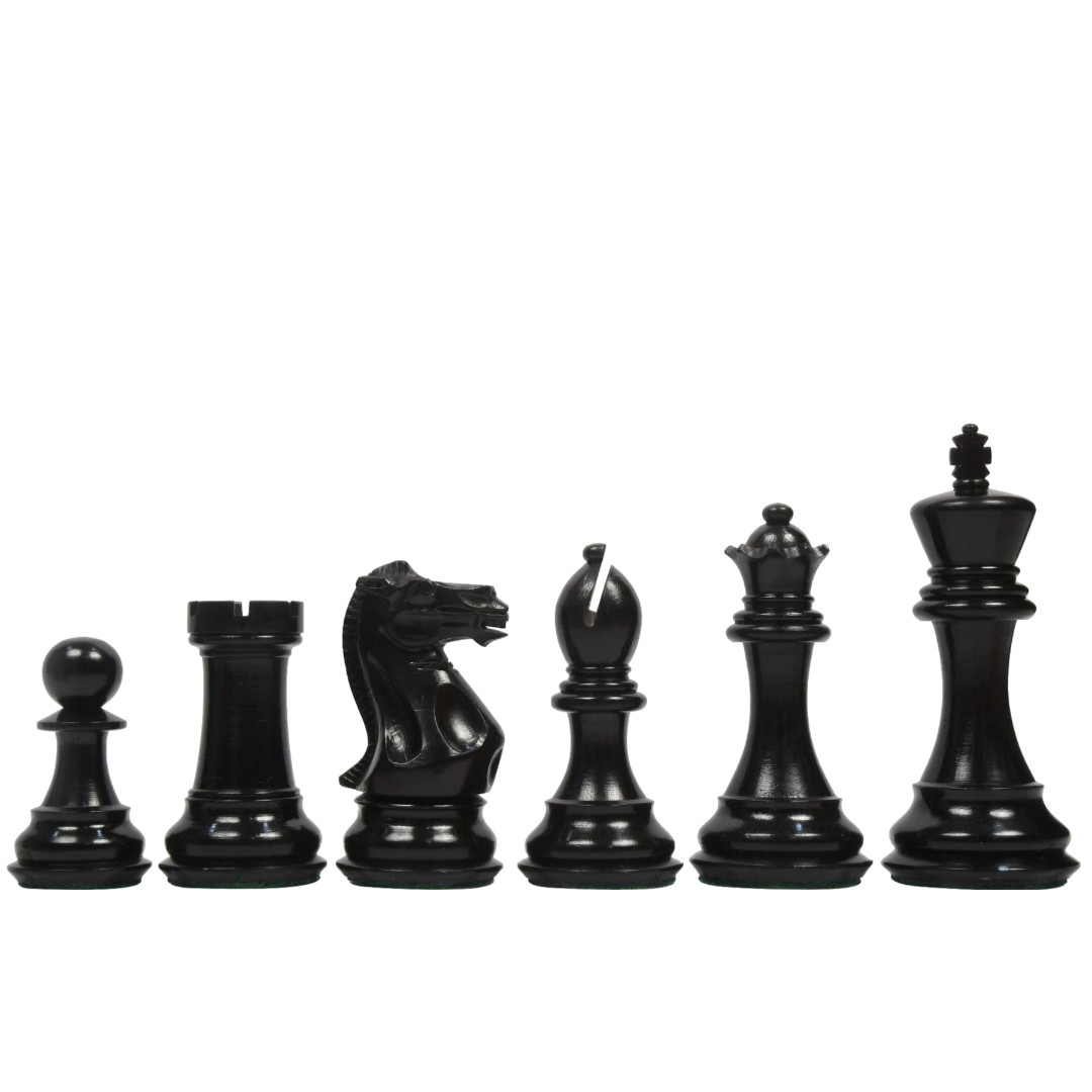 The American Staunton Series Chess Pieces - 4.4" King, Ebony Wood & Boxwood Tournament Set – Exclusive at Chessetup Store.