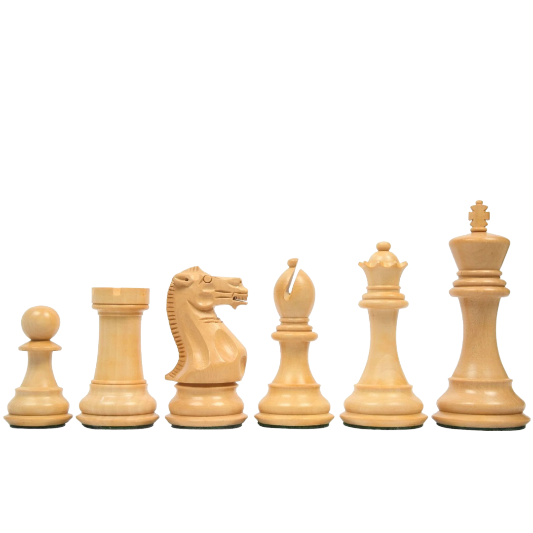 4.4-inch King Triple Weighted American Staunton Chess Pieces - Ebony Wood & Boxwood – The best tournament chess set at Chessetup Store.