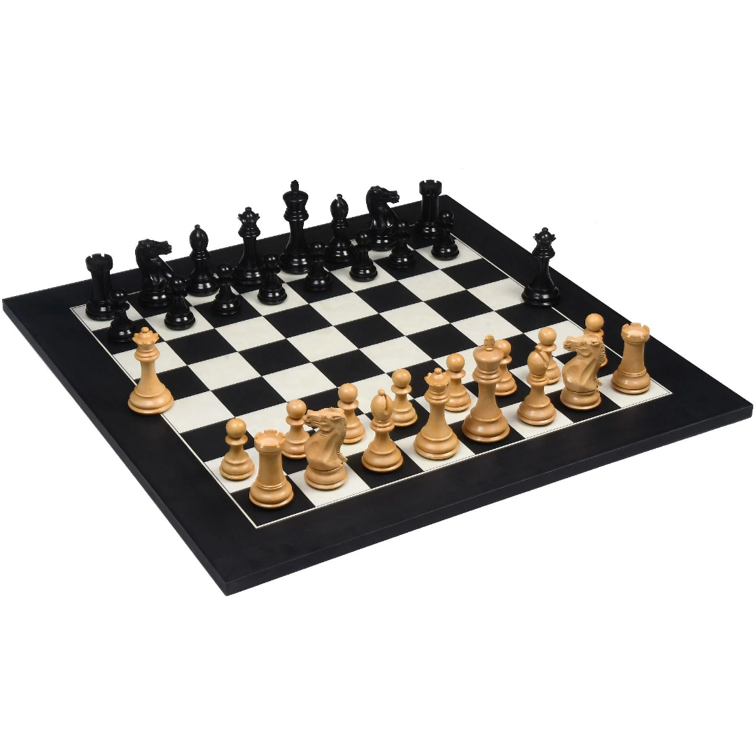 Tournament-Quality American Staunton Chess Pieces - 4.4" King, Ebony Wood & Boxwood – Designed for serious players, available at Chessetup Store.