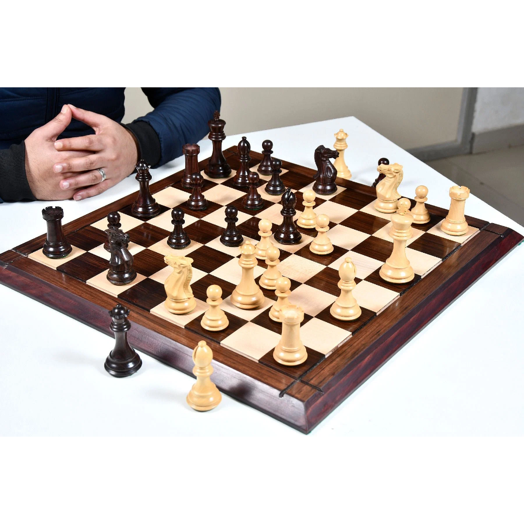 Luxury Staunton Chess Pieces - 4.4-inch King, The American Series in Rosewood & Box Wood – Play like a champion with Chessetup Store’s exclusive collection.