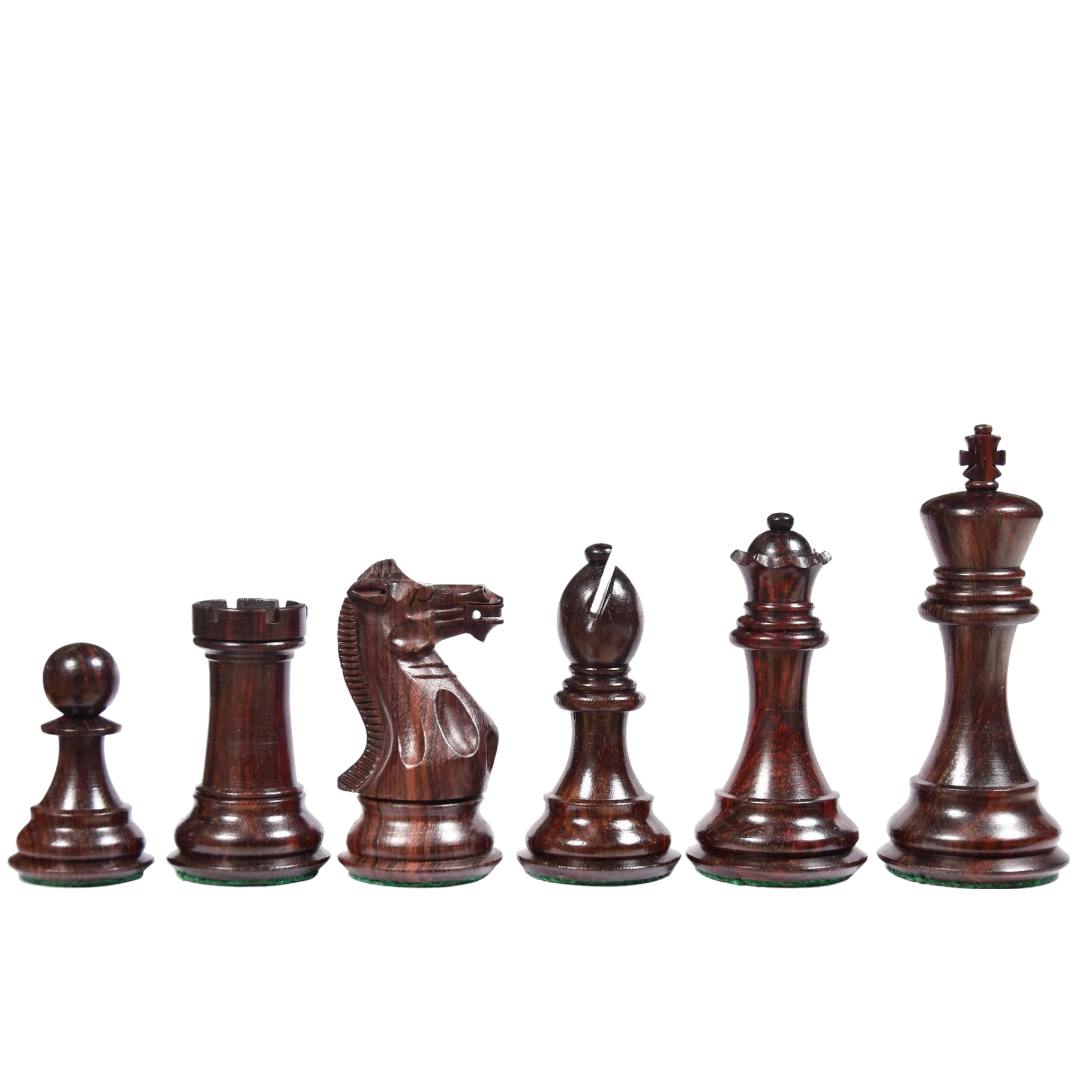 The American Staunton Series Chess Pieces - 4.4" King, Rosewood & Box Wood Tournament Set – Exclusive at Chessetup Store.