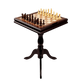 Wooden Chess Table with Chess Pieces - The Emperor’s Gambit | Chessetup Store – A luxurious handcrafted chess table with Staunton chess pieces.