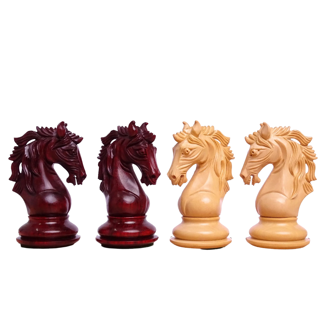 Luxury Staunton Chess Pieces - 4.4-inch King, The Leo Series in African Padauk & Boxwood – Play like a champion with Chessetup Store’s exclusive selection.