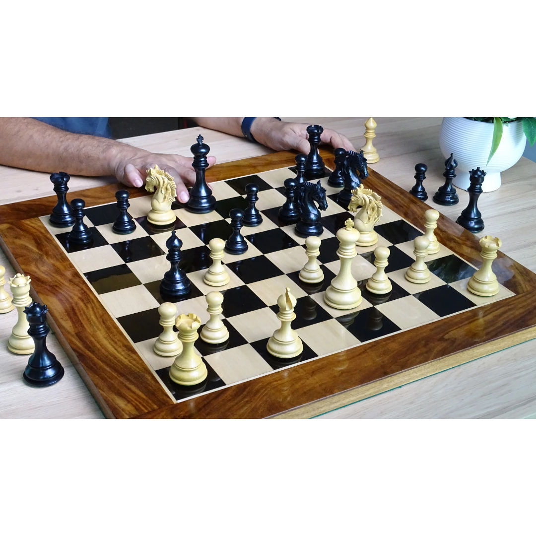 Luxury Staunton Chess Pieces - 4.4-inch King, The Leo Series in Ebony Wood & Boxwood – Play like a champion with Chessetup Store’s exclusive selection.