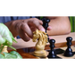 Handcrafted Leo Series Chess Set - 4.4" King, Triple Weighted Ebony Wood & Boxwood – A masterpiece collection from Chessetup Store.