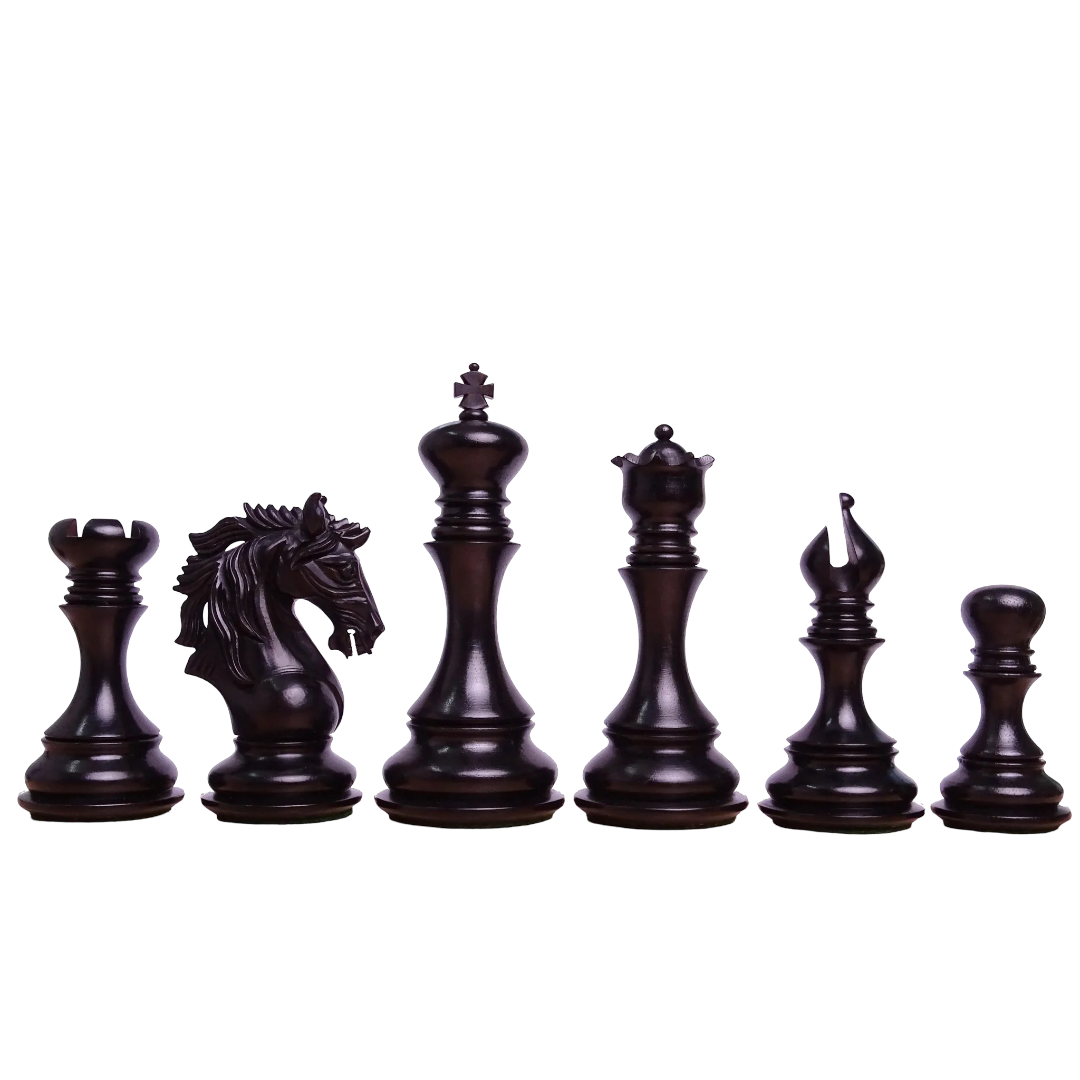 4.4-inch King Triple Weighted Leo Series Chess Pieces - Ebony Wood & Boxwood – The best luxury chess set at Chessetup Store.