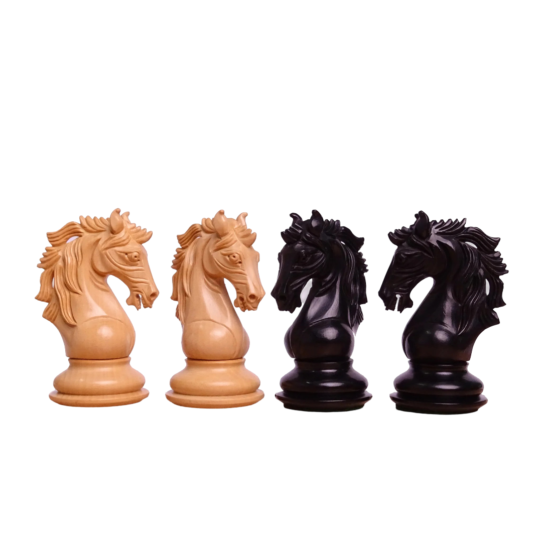 Tournament-Quality Leo Series Chess Pieces - 4.4" King, Ebony Wood & Boxwood – Precision-crafted for professionals, available at Chessetup Store.