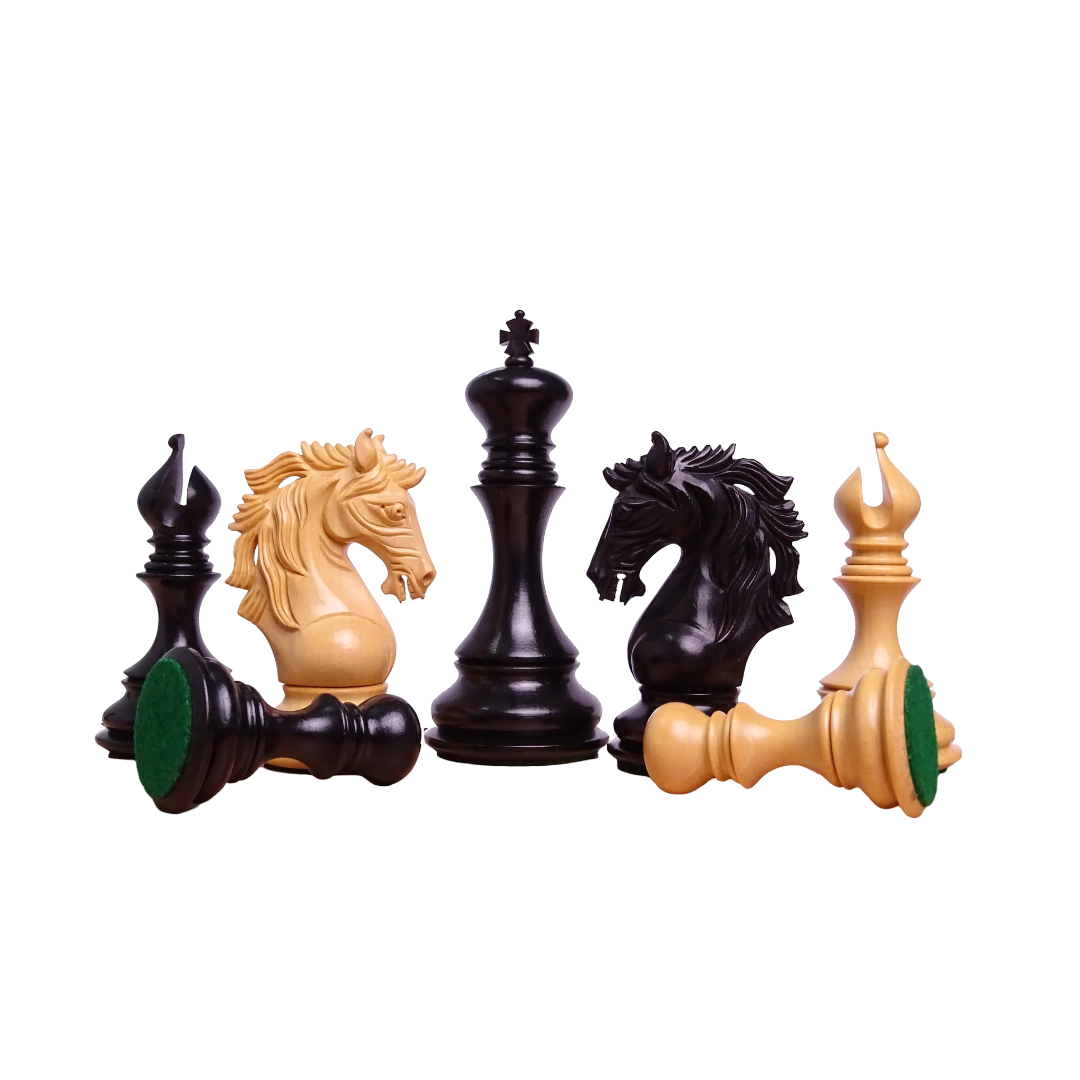 4.4" King - The Leo Series Luxury Chess Pieces in Staunton Pattern - Ebony Wood & Boxwood | Chessetup Store – A premium handcrafted tournament chess set.