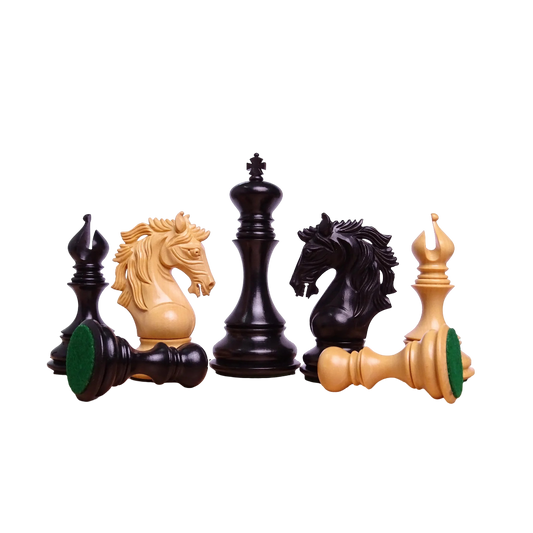 4.4" King - The Leo Series Luxury Chess Pieces in Staunton Pattern - Ebony Wood & Boxwood | Chessetup Store – A premium handcrafted tournament chess set.